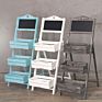 Decorative Torched Wood Easel Style Chalkboard Stand with 3 Tier Display Shelves