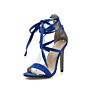 Deleventh Shoes Woman Catwalk Show Ankle Cross Strap Open Toe High Sandal Faux Suede Stiletto Heels Shoes Black Blue