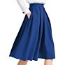 Design Knee High Waist a Line Midi Flared Bubble Long Pleated Womens Skirts with Side Pocket