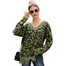 Design V-Neck Women's Pullover Sweater Leopard Thick Knitted Sweater