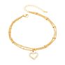 Double Layer Metal Beaded Love Anklets Stainless Steel Hollow Out Heart Charm Anklet for Women Beach Jewelry