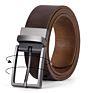 Double Sides Pu Leather Reversible Belt for Men Black and Brown Dress Belt Rotate Buckle Vintage Belt