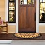 Dropshipping Half round Black Border Coco Doormat Heavy Duty Doormat Rubber-Backed Natural Coir Doormat