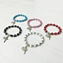 Cross beads Bracelet with cross ,rose charms