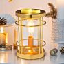 Electronic Aroma Gloden Metal Line and Transparent Glass Wax Spa Warmer