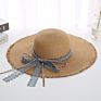 Elegant Ladies Straw Hat Lace Bow Hat with Large Brim Adjustable Holiday Outdoor Beach Straw Hat with Fur-Brim