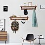 Entryway Wall Mounted Wooden Hanging Shelf with 4 Key Hooks