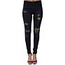 European and American Leopard Print Hole Patch Stretch Jeans Women's Fall/ Skinny Stretch Pencil Pants