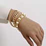 European Style Lady 3Pcs Set Mixed Punk Link Chain Pearl Bracelet 18K Gold Plated Cuban Chain Bracelet