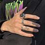 Exaggerated Skull Python Men's Ring Set Retro Gothic Metal Three-Dimensional Animal Bull Head Ring