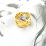 Fashionable 925 Silver Plated Brass Wave Sand Uneven Surface Rings Wide Gold Tone Irregular Bumpy Hammered Open Ring