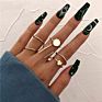 Finetoo Punk Simple Cross Finger Rings for Women Girls Pearl Heart Twist Ring Set Trend Jewelry