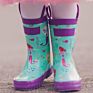 Fishing Gumboots Girls Waterproof Kids Footwears with Handle Made Rubber Rain Boots for Children