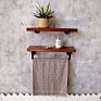 Floating Wall Shelves with Industrial Pipe Brackets and Towel Rack, Solid Wood, Rustic Wall Mounted Hanging Shelving Storage