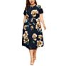 Floral Print Dress round Neck Short Sleeve Dress Ladies Dresses Women Casual