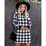 Forladies round Neck Long Sleeve Slim Plaid Printed Girl Dresses Elegant Casual Dress Women