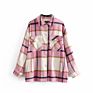 Front Pocket Design Casual Plaid Jacket Autumn Coat Women