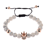 8mm white turquoise Crown Zircon Beads Bracelet