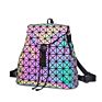 Geometry Hologram Laser Backpacks Pu Leather Travel Casual Backpack Large