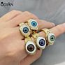 Gold Filled Jewelry Evil Eye Rings Jewelry Accessories Big Wide Bang Evil Eye Stones Ring 18 Gold Plated Enamel Ring