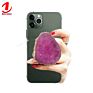 Golden Rim Edge Natural Stone Gemstone Geode Quartz Crystal Druzy Slice Mobile Phone Holder Grip Socket for Cell Phone