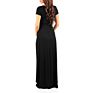 Graceful Maternity Mum Long Flowing Cross-Front Deep V Neck Solid Short-Sleeve Slim Formal Evening Nursing Dress with Waist Belt