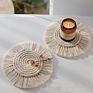 Handcrafted Macrame Coasters Cotton Rope Woven Boho Macrame Coaster with Tassel Home Decor Mugs