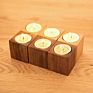 Handcrafted Square Decoration White Wooden Candle Holder Home Decor