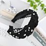 Hande Made Knotted Wide Headbands Women Lace and Pearl Elastic Accessories Headband