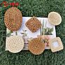 Handmade Bamboo Woven Rattan Airbag Telescopic Mobile Phone Holder Desktop Lazy Phone Grip Gift Jewelry Phone Socket