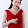 Handmade Bride Zircon Red Stone Jewelry Set Wedding Bridesmaid Neckle Earring Wedding Jewelry Set of 4 Zircon Jewelry