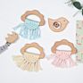 Handmade Macrame Wooden Cloud Baby Teether Soothing Ring Newborn Shower Gifts