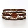 Handmade Magnetic Clasp Braided Gemstone Men Bracelet Gennine Synthetic Leather Mens Leather Bracelet