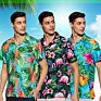 Hawaii Shirt for Men Floral Beach round Bottom Casual