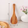Healthy Cooking Cookware Tools Olive Wood Flat Utensils Wooden Spurtle Set Frying Spatula