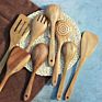 Healthy Non Stick Solid Durable Home Kitchen Serving Spoon Spatula Hanging Teak Wood Spatula Cooking Utensils Set