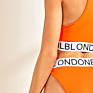 High Sports Bra Crop Top Sports Neon Orange Letter Tape Women's Lingerie Set