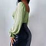 Hollowed-Out Female Street Wear Long Sleeve Drawstring Front Fits Lady Blouse Womens Tops