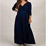 Hotest Navy Wrap Dress Pregnant Breastfeeding Clothes Women House Dress