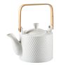 Household Drinkware Stainless Steel Infuser White Black Porcelain Teapot with Wood Handle