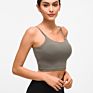 in Built Bra Short Style Sports Yoga Wear Crop Fitness Workout Women's Tank Cami Tops