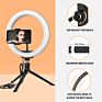 Ins 10 Inch Desktop Photographic Rgb Light Fill Lamp Mobile Live Video Phone Holder Led Selfie Ring Light with Tripod Stand