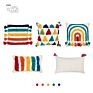 Ins Northern Style Colorful Rainbow Tassel Bohemia Living Room Decoration Throw Pillow