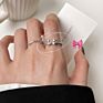 Ins Twist Ring Female Korean Personality Art Web Celebrity Design Thread Bow Open Ring
