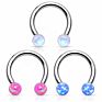 Internal Thread Opal Ball Circular Barbell Nose Rings Body Piercing Jewelry