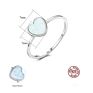 Isunni Heart Rings 925 Sterling Silver Minimalist Opal Ring