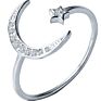 J4964 Creative Moon and Star Signet Adjustable 925 Sterling Silver Ring