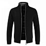 Jacketown 5 Colors Standing Collar Long Sleeves Fit Plain Blank Cardigan Knit Sweater Jacket with Zipper Stylish Bomber