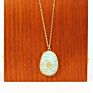 Jd Gemstone Copper Edging Necklace Oval Pendant Rose Quartz Jade Amazonite Gray Moonstone Semi-Precious Stone Jewelry