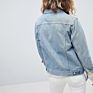 Jean Jacket Dropped Shoulder Black Denim Jacket Women